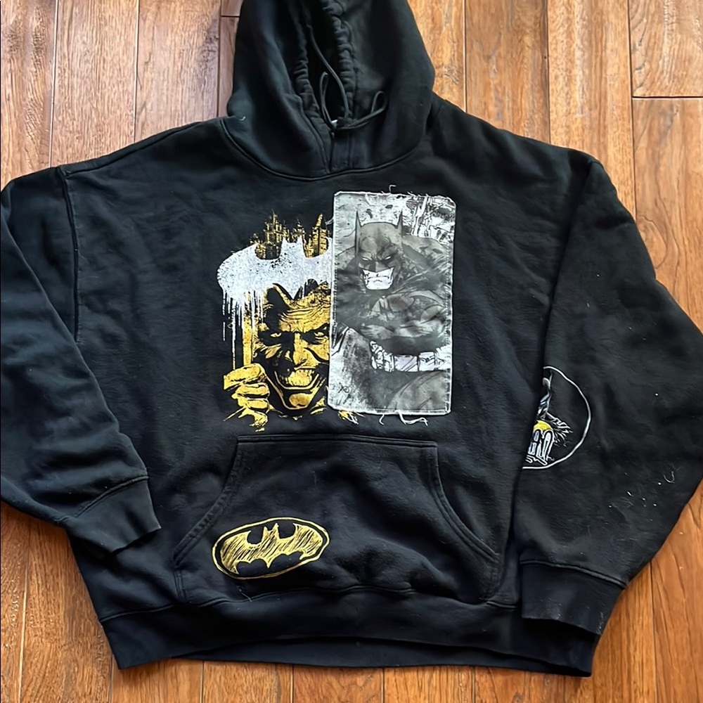 DC Batman Black and Gold Graphic Hoodie